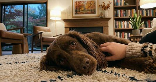 Cocker Spaniel with expressive eyes looking at camera outdoors